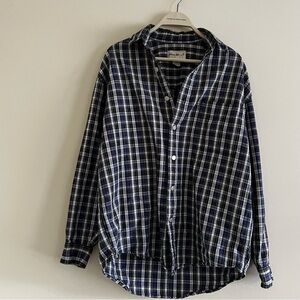 Eddie Bauer Navy and White Plaid Shirt